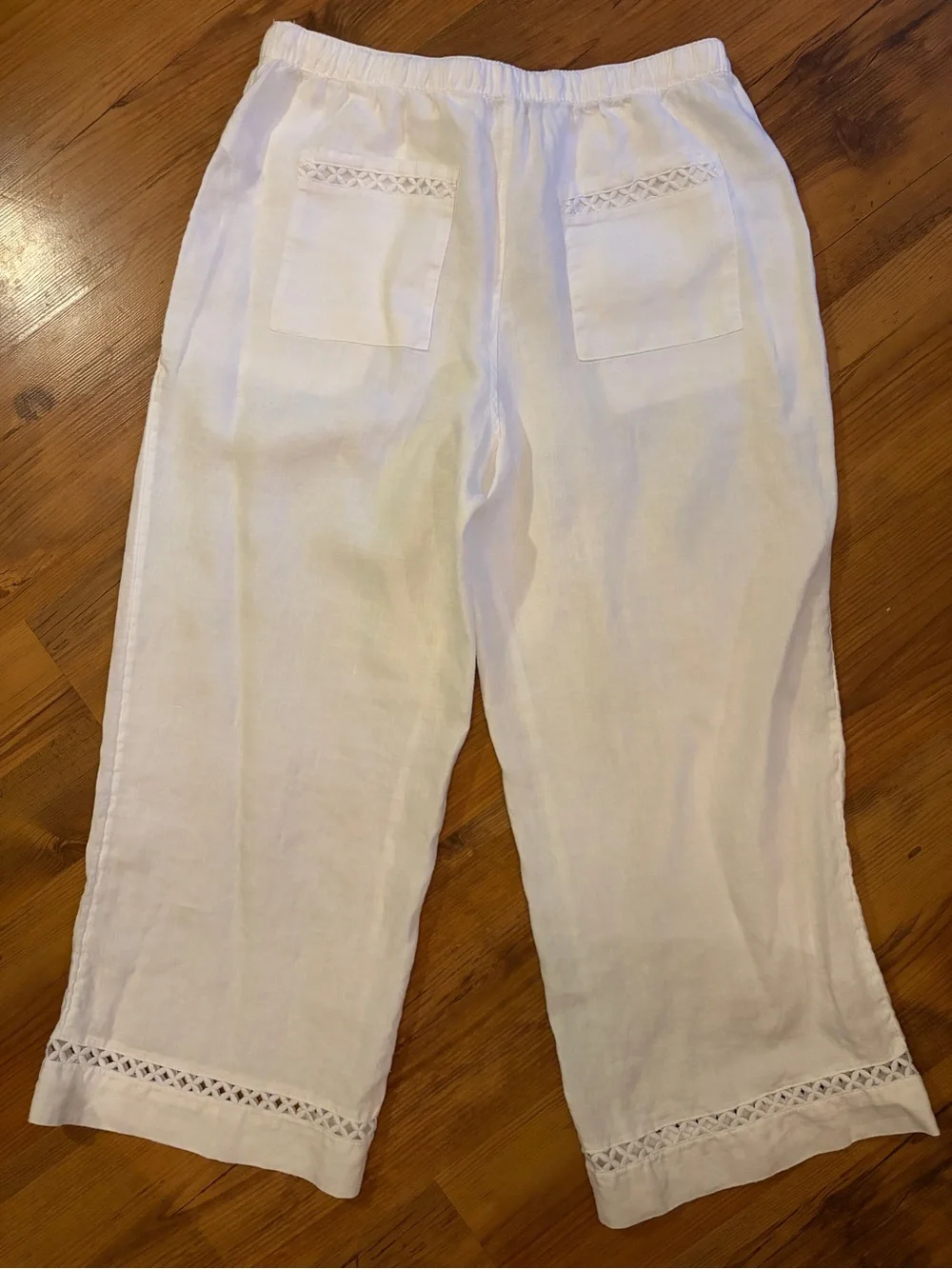 Joie White 100% Linen Crop white Drawstring pants M